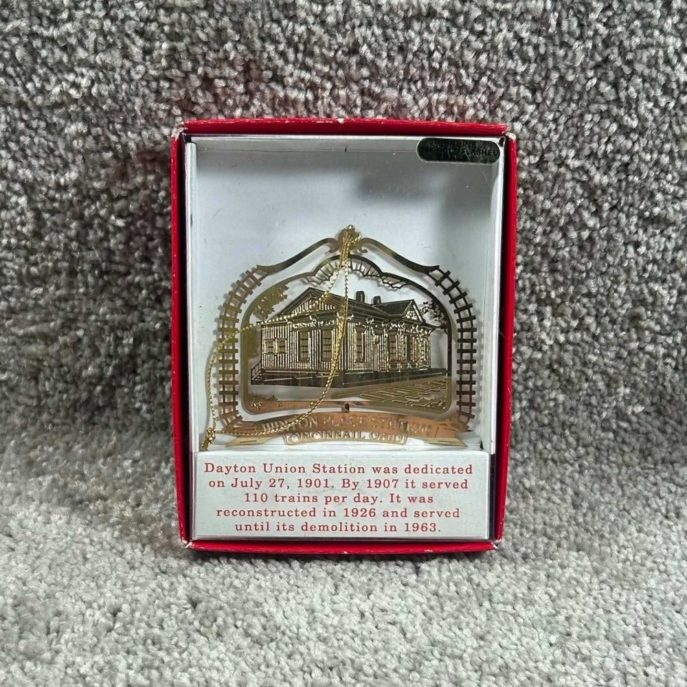 Nation's Treasures Ornament Gold Winton Place Station Cincinnati Ohio Brass OS